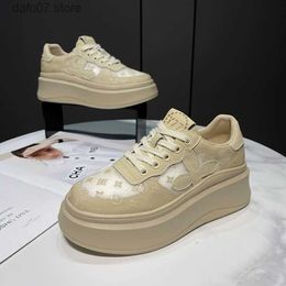 Dress Shoes Casual Shoes Embroidered mesh thick sole shoes for autumn 2023 new single shoe white embroidered Korean version increased comfort womens H240412