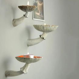 Mushroom Resin Hanging Shelf Wall Floating Shelf Candle Light Holder Decor For Bedroom Living Room Bathroom Kitchen Ornaments