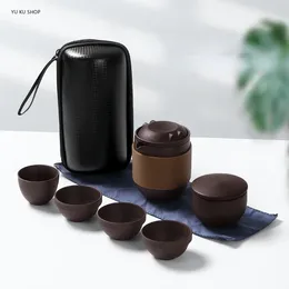 Teaware Sets Zisha Travel Tea Set Porcelain Portable Infuser Outdoor Camping Teapot Teacup Home Cute Pot Cup Canister Gift