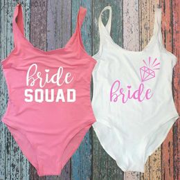 Women's Swimwear Swimwear 3XL Bachelorette Party One Piece Swimsuit Bride Bride Squad Lady Wedding Party Lining High Leg Women Swimsuit Swimwear Bikini C240412