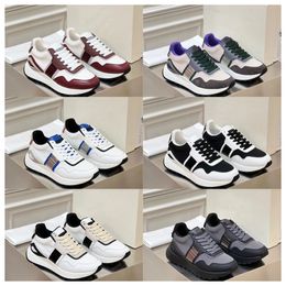 Top Multi material patchwork of cowhide with contrasting Colours men thick soled lace up black sports fashionable and versatile casual shoes