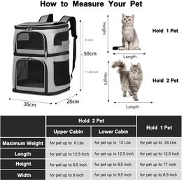 Two-Layers Cat Carrier Backpack Removable Cat Bag for 2 Cats Collapsible Pet Carrier for Small Dogs Puppies of 7kg Pet Supplies