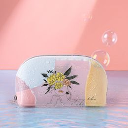 Morandi Ins Style Cosmetic Bag Cute Girl Tpu Skin Care Product Storage Packaging Lipstick Transparent Wash Bag