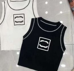 Anagram-embroidered Women Tanks Camis Cotton-blend Tank Tops Two C Letters Designer Skirts Yoga Suit CHANNEL Dress Bra Vest Ladies Solid V9p