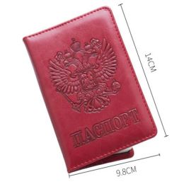 Cool Pu Leather Passport Cover for Men Women Travel Passport Case Russia Travel Document Cover SIM Passport Holders Protector