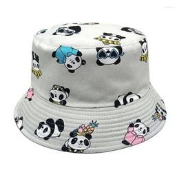 Berets LDSLYJR Spring Summer Polyester Cartoon Panda Print Bucket Hat Fisherman Outdoor Travel Sun Cap For Men And Women 281