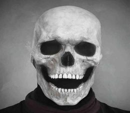 Full Head Skull Mask Helmet With Movable Jaw Masques Entire Realistic Latex Scary Skeleton Z L2205306656298