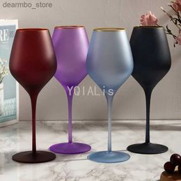 Wine Glasses 400-450ml Affordable Luxury Fashion oblet Frosted Color Red Wine Cup Family Bar Festival old Mouth Drinkware L49