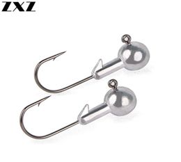 50pcsbox Barbed Jigging Lead Head Fishing Hook Jigs Kit for Soft Lure Worm Lures Hooks Jig Leaded Fishhooks with Tackle Box T410282905279