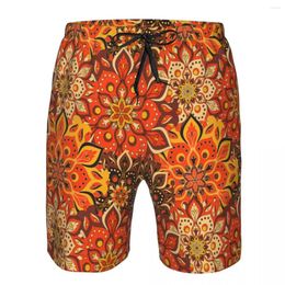 Men's Shorts Summer Beach Swimsuit Quick-drying Swimwear Hand Drawn Mandala Men Breathable Sexy Male