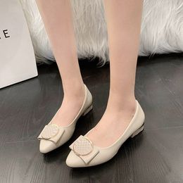 Soft leather single shoes for womens business shoes thick heels medium heels professional pointed high heels simple small leather shoes for women 35-4 68Gp#