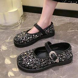 Casual Shoes Bling Shallow Women Loafers 2024 Summer Flats Buckle Lolita Sandals Outdoor Novelty Party Dress Zapatos Female