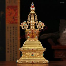 Decorative Figurines Retro Green Pagoda Buddhism Tibetan Tantra Household Sacrificial Stupa Buddhist Supplies Gadang Tower