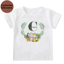 Personalised Birthday Shirts Initial with Name T-Shirt Wild Tee Boys Birthday Party T Shirts Wild Animal Clothes Tops Kids Gifts