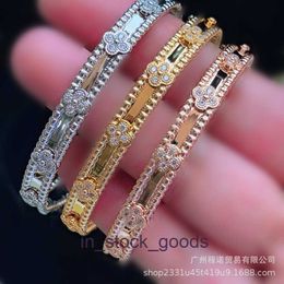 High end designer bangles for vancleff High version Clover Kaleidoscope Bracelet beauty Narrow Edition Diamond Bracelet V Gold 18K Rose Gold Original 1:1 With logo