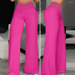 Women's Pants Lightweight Trousers Stylish High Waist Wide Leg With Elastic Waistband For Work Casual Wear Loose Fit