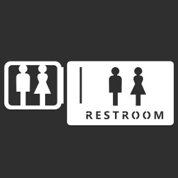 Signage Tips Restroom Signage Men's and Women's Toilets Bathroom Creative Sign Side Mounted Toilets Plaque Hotel WC Wall Sticker