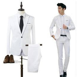 BlazerPants 2Pcsset Mens Formal Blazer Jackets Coat Pants Tuxedos Wedding Slim Business Dress Suit Clothing for Man 240412