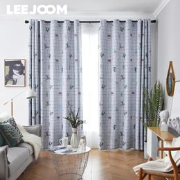 Curtain LEEJOOM Modern Style Plaid Printed Balcony Window Screen Bedroom Living Room Customized Size 1PC