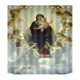 Shower Curtains Son Of God Jesus Christ Bless Decoration Curtain Polyester Fabric 3D Durable Waterproof Virgin Mary Born Baby Angel