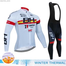 Cycling Jersey Sets BH Jersey Cycling Clothing Man Men Road Bike Uniform Fece Clothes Mens Pants Gel Compte 2024 Winter Thermal Bib Mtb Tricuta L48