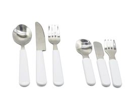 Sublimation Blank White Kids Knife Fork Spoon Cutlery Set Stainless Steel Silver Tableware Kitchen Dinner Sets Baby Feeding 2498 T4577382