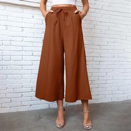 Women's Pants Women Trousers Casual Loose Solid Color Drawstring Elastic Waist Pocket Comfortable Womens Suits For Wedding