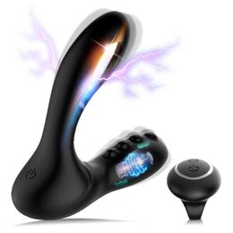 10 Frequency Wiggle Anal Plug Remote Control Finger Vibrator Electric Shock Prostate Massager Male Masturbator Sex Toys for Men L230518