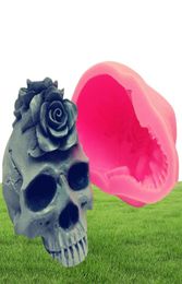 3D rose skull silicone Mould fondant cake resin plaster chocolate candle candy T2007035394385