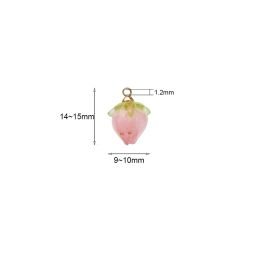 4pcs Cute Resin Strawberry Pendants Flower Buds Charms For DIY Jewellery Making Accessories Handmade Earring Necklace Bracelet