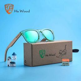 Sunglasses HU WOOD Brand Design Kids Children Sunglasses Multi-color Frame Wooden Sun Glasses For Child Boys Girls Sunglasses Baby GR1001 24412