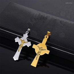 Pendant Necklaces 5Pcs Christian Jesus Cross Ladies Men Stainless Steel Necklace Religious Easter Prayer Baptism Jewellery