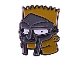 New MF Doom enamel pin Bart Simpson badge pop mash up jewelry9799681