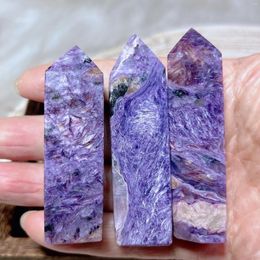 Decorative Figurines Natural Crystal Charoite Tower GemStone Wholesale Ore High Quality Obelisk Mineral Mediation Healing Beautiful Reiki