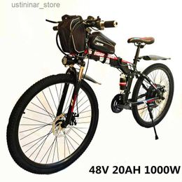 Bikes Ride-Ons Foldable Electric Bicycle with Lithium Battery Mountain Bike Powerful Motor 26 in 48V 20Ah 1000W L47