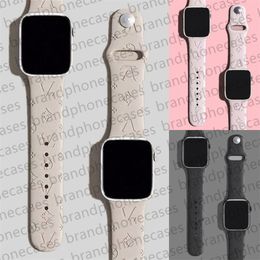 Designer Silicone Apple Watch Band 38 40 41 42 44 45 49 mm L Flower Watchs Strap Wristband For Iwatch series 9 8 7 6 5 SE ultra bands Luxury Fashion Watchbands