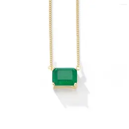 Pendants Clavicle Chain Charm Emerald Necklace Classic Luxury Gemstone Single Zircon Jewelry S925 Silver Women's