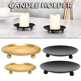 Candle Holders Iron Pillar Stand Plate Decorative Candles Plates Wedding Birthdays Party Decorations For Wax
