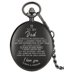 Fashion Classical Watches Full Black I LOVE YOU TO MY MomDadWife Husaband Unisex Quartz Pocket Watch Pendant Chain Family Gift2538554