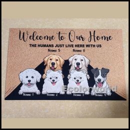 Personalized Dog Cat Doormat Pets Mat Rug Welcome To Our Home Floor Mats Carpet Any Color Any Logo Home Decor Accessory