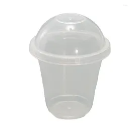 Disposable Cups Straws Transparent Salad Dessert Cup With Lid (transparent)