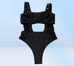 Women039s Swimwear Black One Piece Swimsuit Cut Out Badpak Fused Monokini Thong Nylon Spandex Swim Suit 2021 Summer Women Sexy9463328