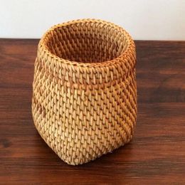 Storage Bottles 1PC Rattan Woven Tea Set Container Handmade Ceremony Basket Creative Multi-purpose Pen