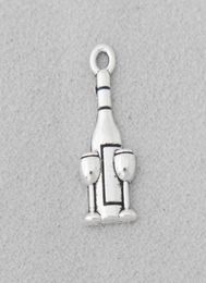 Whole Fashion Alloy Wine Bottle and Glass Utensil Charms 921mm 100pcs AAC15275622283
