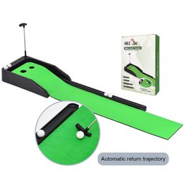 Putting Green Indoor Set Mini Putting Ball Pad with Ball Return/2 Holes Golf Putting Alignment Aid Pad for Men Gift Home Office