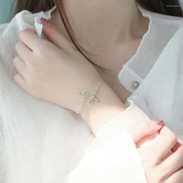 Bangle Female Delicate Korean Style Jewelry Gift Forest Women Bracelet Adjustable Green Leaf Cuff Open