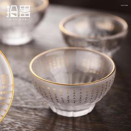 Cups Saucers Gold Heart Sutra Master Cup Personal Small Tea Single Glass Crystal Kungfu