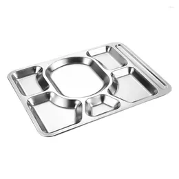 Bowls Stainless Steel Divided Plates Rectangular Dinner Trays Portion Compartment