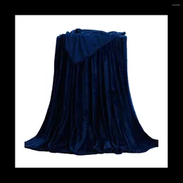 Blankets Flannel Blanket Plain Sofa Travel Thin Machine Washable Soft And Warm In Winter Dark Blue