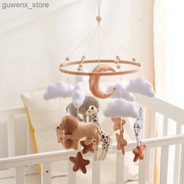 Mobiles# Crib Mobile Bed Bell Wooden Baby Rattles Soft Felt Cartoon Animal Bed Bell Newborn Music Box Hanging Toy Crib Bracket Baby Gifts Y240412Y240417SF1M